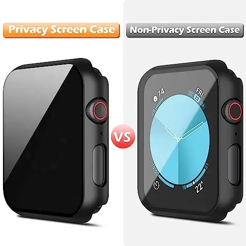 Misxi 2 Pack All-around Protective Privacy PC HD Case for Apple Watch SE 3 (2025) SE 2 SE Series 6 Series 5 Series 4 44mm, Shockproof Ultra-Thin Cover with Anti-Spy Tempered Glass Screen Protector for iWatch, Black - 3
