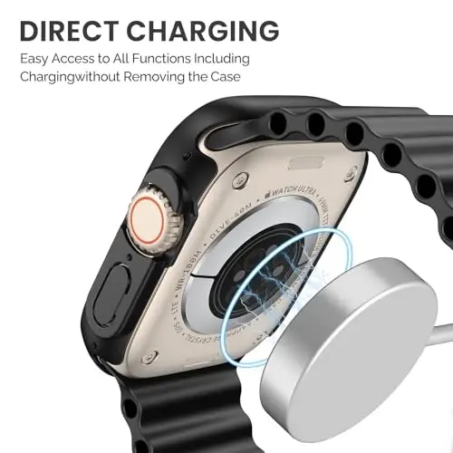 Misxi 2 Pack Hard PC Case Built in Tempered Glass Compatible with 49mm Apple Watch Ultra 3 (2025) / Ultra 2 / Ultra, Thin Protective Case with Screen Protector for iWatch, Shockproof Cover with Button, Black - 4