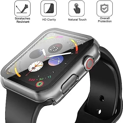 Misxi 2 Pack Hard PC Case with Tempered Glass Screen Protector Compatible with Apple Watch SE 3 (2025) SE 2 SE Series 6 Series 5 Series 4 40mm, Clear - MISXI (1)
