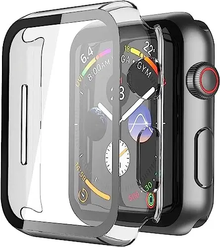 Misxi 2 Pack Hard PC Case with Tempered Glass Screen Protector Compatible with Apple Watch SE 3 (2025) SE 2 SE Series 6 Series 5 Series 4 40mm, Clear - MISXI