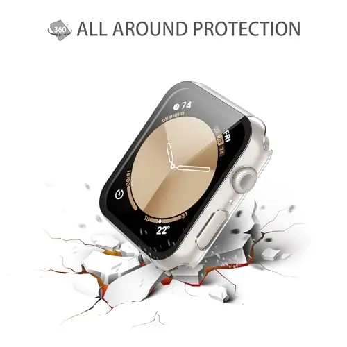 Misxi 2 Pack Hard PC Case with Tempered Glass Screen Protector Compatible with Apple Watch SE 3 (2025) SE 2 SE Series 6 Series 5 Series 4 40mm, Anti-Drop Lightweight Cover for iWatch, 1 Starlight + 1 Transparent - 5