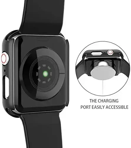 Misxi 2 Pack Hard PC Case with Tempered Glass Screen Protector Compatible with Apple Watch SE 3 (2025) SE 2 SE Series 6 Series 5 Series 4 40mm, Black - 5