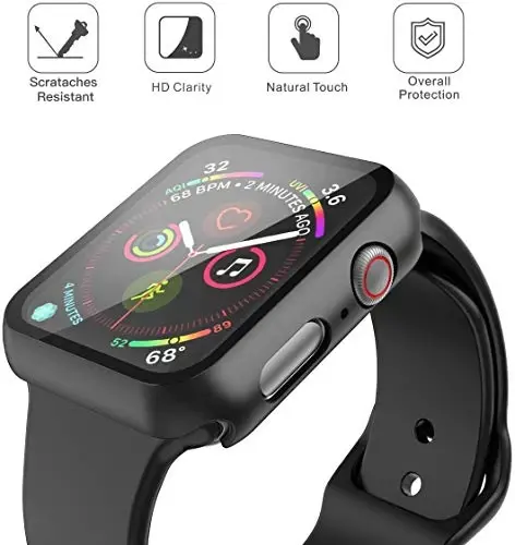 Misxi 2 Pack Hard PC Case with Tempered Glass Screen Protector Compatible with Apple Watch SE 3 (2025) SE 2 SE Series 6 Series 5 Series 4 40mm, Black - MISXI (1)