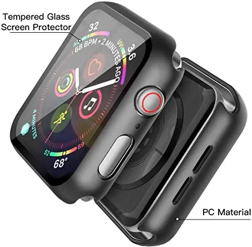 Misxi 2 Pack Hard PC Case with Tempered Glass Screen Protector Compatible with Apple Watch SE 3 (2025) SE 2 SE Series 6 Series 5 Series 4 40mm, Black - 3