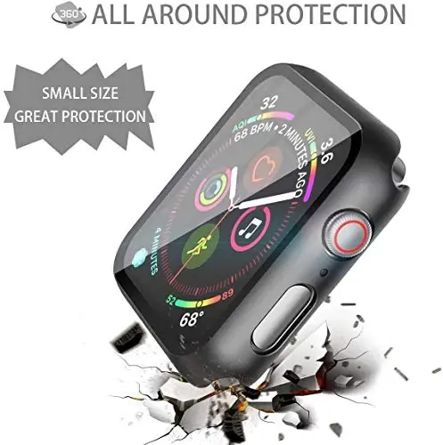 Misxi 2 Pack Hard PC Case with Tempered Glass Screen Protector Compatible with Apple Watch SE 3 (2025) SE 2 SE Series 6 Series 5 Series 4 40mm, Black - 4