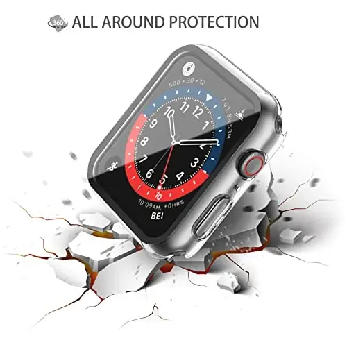 Misxi 2 Pack Hard PC Case with Tempered Glass Screen Protector Compatible with Apple Watch Series 9 (2023), 8, 7 41mm, Ultra-Thin Scratch Resistant Cover for iWatch, Transparent - 4
