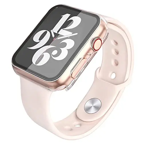 Misxi 2 Pack Hard PC Case with Tempered Glass Screen Protector Compatible with Apple Watch Series 9 (2023) Series 8 Series 7 45mm, Ultra-Thin Cover for iWatch S9/S8/S7, 1 Silver + 1 Transparent - 5