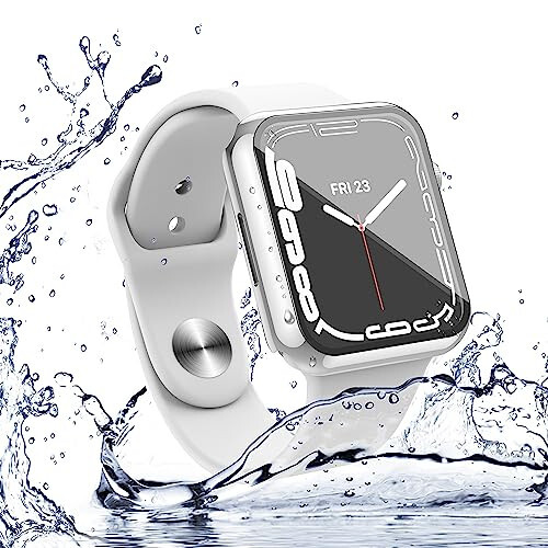 Misxi [2 Pack] Waterproof Anti-Scratch Case with Button for Apple Watch SE 2 (2024) SE Series 6 Series 5 Series 4 44mm, Cover with Tempered Glass Screen Protector for iWatch, 1 Silver + 1 Transparent - 6