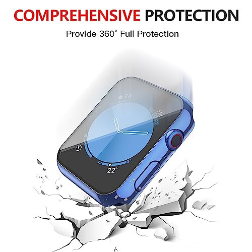 Misxi [2 Pack] Waterproof Case with Button for Apple Watch SE 3 (2025) SE 2 SE Series 6 Series 5 Series 4 44mm, PC Cover with Tempered Glass Screen Protector for iWatch, 1 Blue + 1 Transparent - 7