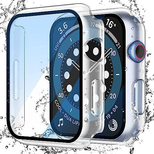 Misxi [2 Pack] Waterproof Hard Case with Tempered Glass Compatible with Apple Watch SE 3 (2025) SE 2 SE Series 6 Series 5 Series 4 44mm, Protective Cover for iWatch Screen Protector, Matte Transparent - 7