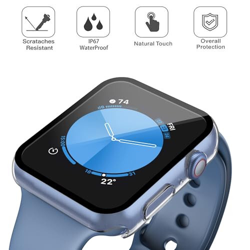 Misxi [2 Pack] Waterproof Hard Case with Tempered Glass Compatible with Apple Watch SE 3 (2025) SE 2 SE Series 6 Series 5 Series 4 44mm, Protective Cover for iWatch Screen Protector, Matte Transparent - 2