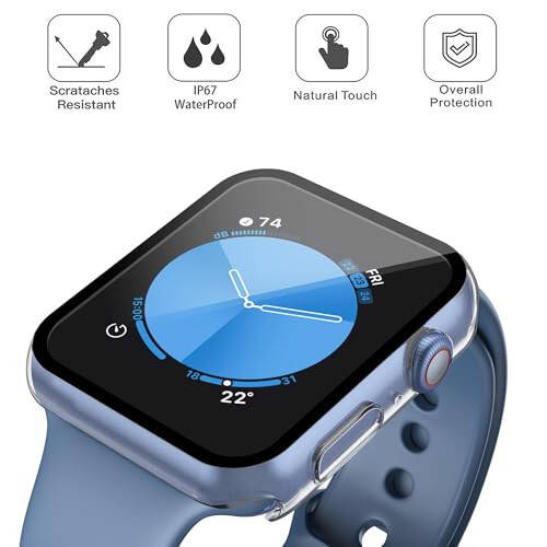 Misxi [2 Pack] Waterproof Hard Case with Tempered Glass Compatible with Apple Watch SE 3 (2025) SE 2 SE Series 6 Series 5 Series 4 44mm, Protective Cover for iWatch Screen Protector, Matte Transparent - 2