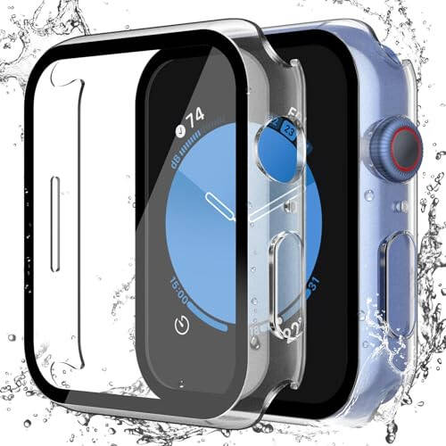 Misxi [2 Pack] Waterproof Hard Case with Tempered Glass Compatible with Apple Watch SE 3 (2025) SE 2 SE Series 6 Series 5 Series 4 44mm, Protective Cover for iWatch Screen Protector, Matte Transparent - 6