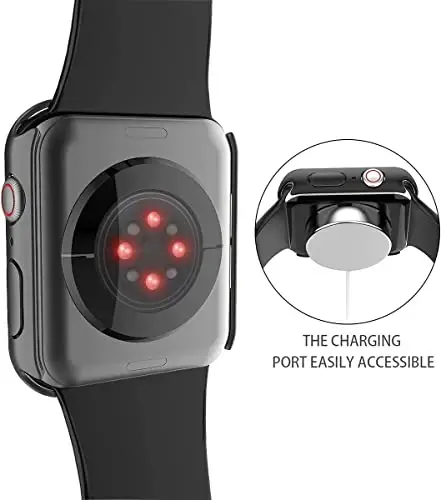 Misxi 2-Pack Waterproof Hard Case with Tempered Glass Compatible with Apple Watch SE 3 SE 2 SE Series 6 Series 5 Series 4 44mm, Ultra-Thin Protective Cover for iWatch Screen Protector, Matte Black - 5
