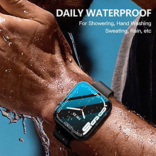 Misxi 2-Pack Waterproof Hard Case with Tempered Glass Compatible with Apple Watch Series 9 Series 8 Series 7 45mm, Ultra-Thin Tough Protective Cover for iWatch Screen Protector, Matte Black - 5