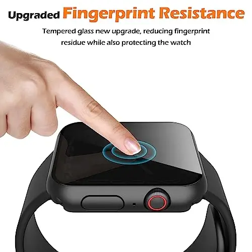 Misxi 2 Pack All-around Privacy PC HD Case with Button for Apple Watch Series 9 (2023) Series 8 Series 7 45mm, Shockproof Cover with Anti-Spy Tempered Glass Screen Protector for iWatch, Black - 5