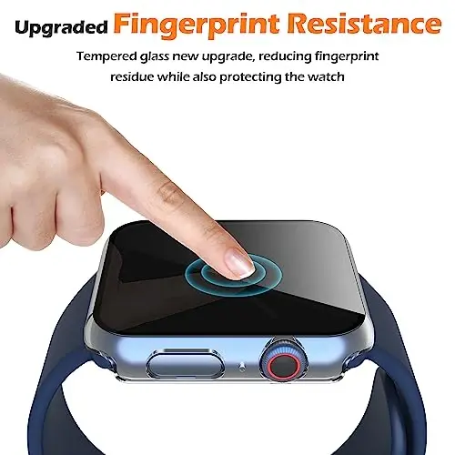 Misxi 2 Pack All-around Privacy PC HD Case with Button for Apple Watch Series 9 (2023) Series 8 Series 7 41mm, Shockproof Cover with Anti-Spy Tempered Glass Screen Protector for iWatch, Transparent - 5