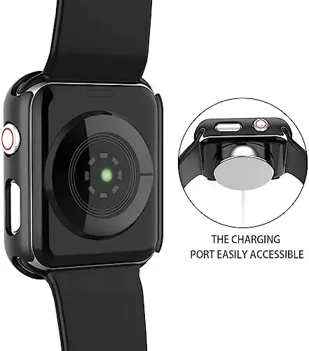 Misxi 2 Pack PC Case with Tempered Glass Screen Protector Compatible with Apple Watch SE 3 (2025) SE 2 SE Series 6 Series 5 Series 4 40mm, Shockproof Protective Cover for iWatch, 1 Black + 1 Transparent - 6