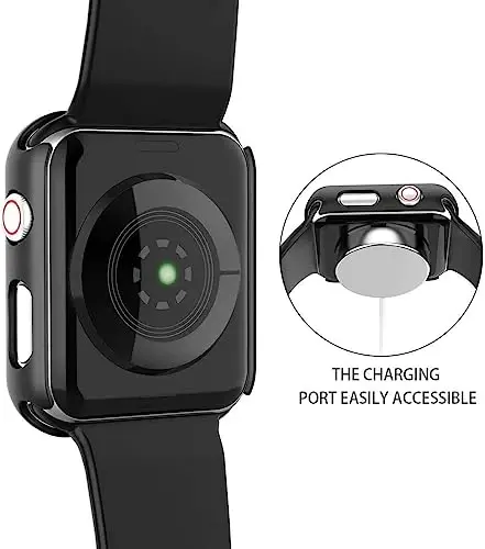 Misxi 2 Pack PC Case with Tempered Glass Screen Protector Compatible with Apple Watch SE 3 (2025) SE 2 SE Series 6 Series 5 Series 4 40mm, Shockproof Protective Cover for iWatch, 1 Black + 1 Transparent 