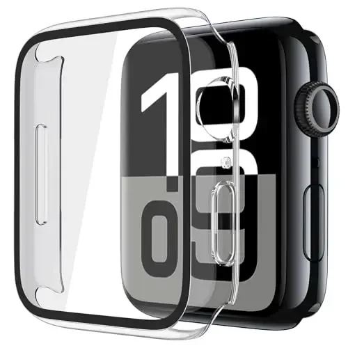 Misxi 2 Pack Tempered Glass Case Compatible for Apple Watch Series 11 (2025) Series 10 42mm, Hard PC Screen Protector Protection Ultra-Thin Lightweight Scratch-Resistant Cover for iWatch, Transparent 