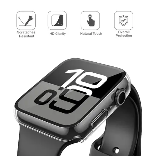 Misxi 2 Pack Tempered Glass Case Compatible for Apple Watch Series 11 (2025) Series 10 42mm, Hard PC Screen Protector Protection Ultra-Thin Lightweight Scratch-Resistant Cover for iWatch, Transparent - 2