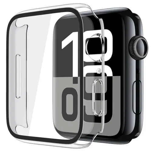 Misxi 2 Pack Tempered Glass Case Compatible for Apple Watch Series 11 (2025) Series 10 42mm, Hard PC Screen Protector Protection Ultra-Thin Lightweight Scratch-Resistant Cover for iWatch, Transparent 