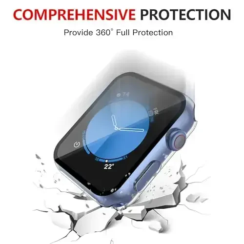 Misxi [2 Pack] Waterproof Hard Case with Tempered Glass Compatible with Apple Watch SE 3 SE 2 SE Series 6 Series 5 Series 4 40mm, Tough Protective Cover for iWatch Screen Protector, Matte Transparent - 5