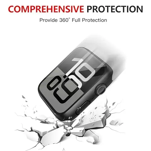 Misxi [2 Pack] Waterproof Hard Case with Tempered Glass Compatible with Apple Watch Series 11 (2025) Series 10 42mm, Ultra-Thin Anti-Fall Protective Cover for iWatch Screen Protector, Matte Black - 5