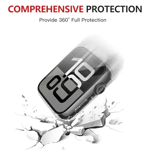 Misxi [2 Pack] Waterproof Hard Case with Tempered Glass Compatible with Apple Watch Series 11 (2025) Series 10 42mm, Overall Protective Cover for iWatch Screen Protector, 1 Black + 1 Transparent - 5