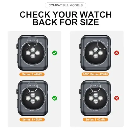 Misxi 2 Pack Hard PC Case with Tempered Glass Screen Protector Compatible with Apple Watch Series 2 Series 3 42mm, Anti-Drop Scratch Resistant Lightweight Cover for iWatch, 1 Silver + 1 Transparent - 3