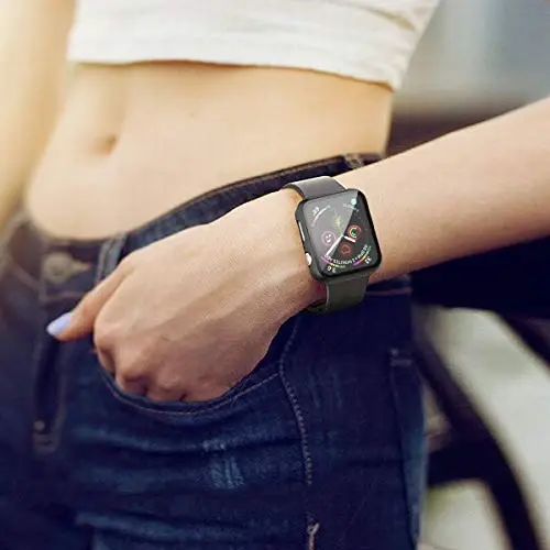 Misxi Screen Protector Case for 44mm Apple Watch SE3/SE2/SE/Series 6/5/4 | 2-Pack Cover with Tempered Glass for SE3/SE2/SE/Series6/5/4, Scratch Resistant Sensitive Touch Protection, Black 