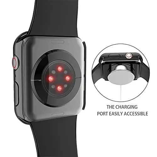 Misxi 2 Pack Hard PC Case with Tempered Glass Screen Protector Compatible with Apple Watch Series 9 (2023) Series 8 Series 7 41mm, Ultra-Thin Scratch Resistant Cover for iWatch S9/S8/S7, Black 