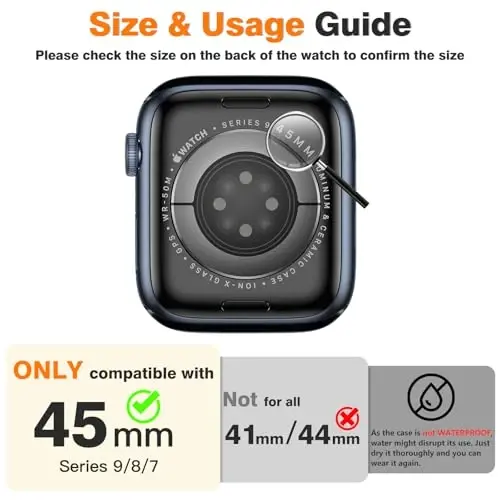 Misxi 2 Pack Hard PC Case with Tempered Glass Screen Protector Compatible with Apple Watch Series 9 (2023) Series 8 Series 7 45mm, Ultra-Thin Scratch Resistant Cover for iWatch S9/S8/S7, Black - MISXI (1)