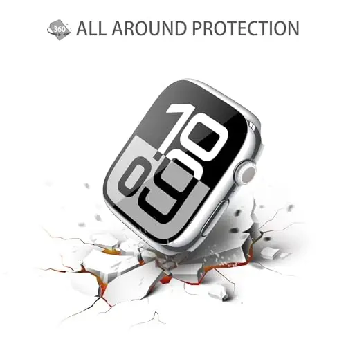 Misxi 2 Pack Tempered Glass Case Compatible for Apple Watch Series 11 (2025) Series 10 46mm, Hard PC Screen Protector Overall Protection Scratch-Resistant Cover for iWatch, 1 Silver + 1 Transparent - 5