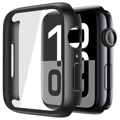 Misxi 2 Pack Tempered Glass Case Compatible for Apple Watch Series 11 (2025) Series 10 46mm, Hard PC Screen Protector Overall Protection Ultra-Thin Lightweight Scratch-Resistant Cover for iWatch, Black - MISXI
