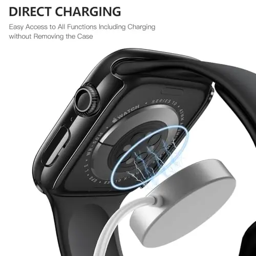Misxi 2 Pack Tempered Glass Case Compatible for Apple Watch Series 11 Series 10 (2024) 42mm, Hard PC Screen Protector Overall Protection Ultra-Thin Lightweight Scratch-Resistant Cover for iWatch, Jet Black - 5