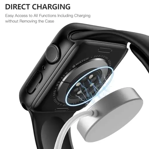Misxi 2 Pack Tempered Glass Case Compatible for Apple Watch Series 11 Series 10 42mm, Hard PC Screen Protector Ultra-Thin Lightweight Scratch-Resistant Cover for iWatch, 1 Black + 1 Transparent - 1