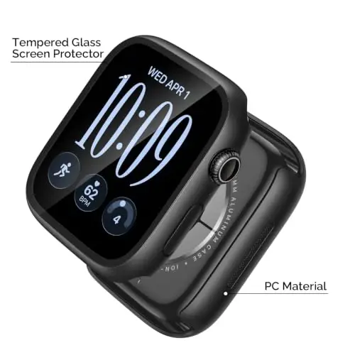Misxi Case with Screen Protector for 42mm Apple Watch Series 12 | 2-Pack Cover with Tempered Glass for 12, Ultra-Thin Scratch Resistant Protection, Black - 3