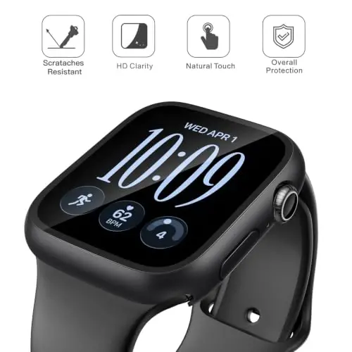 Misxi Case with Screen Protector for 42mm Apple Watch Series 12 | 2-Pack Cover with Tempered Glass for 12, Ultra-Thin Scratch Resistant Protection, Black - Misxi (1)