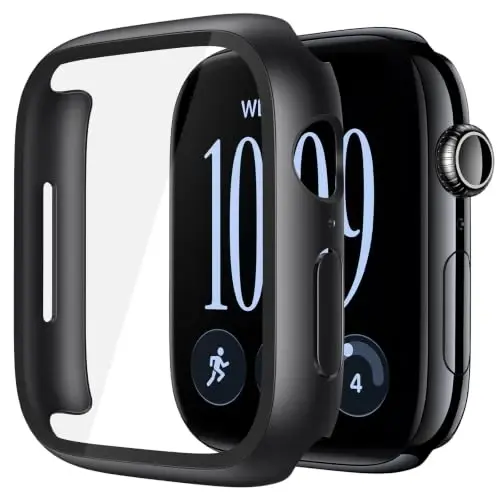 Misxi Case with Screen Protector for 46mm Apple Watch Series 12 | 2-Pack Cover with Tempered Glass for 12, Ultra-Thin Scratch Resistant Protection, Black - 1