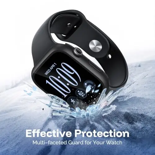 Misxi Case with Screen Protector for 46mm Apple Watch Series 12 | 2-Pack Cover with Tempered Glass for 12, Ultra-Thin Scratch Resistant Protection, Black - 4