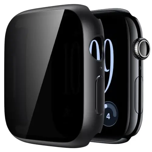 Misxi Privacy Case with Screen Protector for 42mm Apple Watch Series 12 | 2-Pack Cover with Anti-Spy Tempered Glass for 12, Scratch Resistant Sensitive Touch Protection, Black - 1