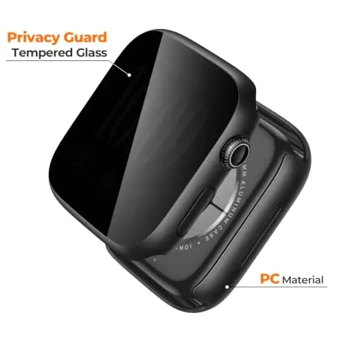 Misxi Privacy Case with Screen Protector for 42mm Apple Watch Series 12 | 2-Pack Cover with Anti-Spy Tempered Glass for 12, Scratch Resistant Sensitive Touch Protection, Black - 3