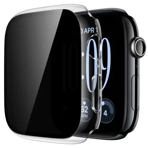 Misxi Privacy Case with Screen Protector for 42mm Apple Watch Series 12 | 2-Pack Cover with Anti-Spy Tempered Glass for 12, Scratch Resistant Sensitive Touch Protection, Transparent - 1