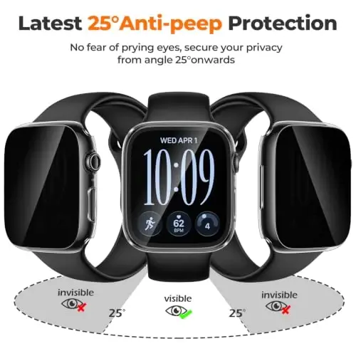 Misxi Privacy Case with Screen Protector for 42mm Apple Watch Series 12 | 2-Pack Cover with Anti-Spy Tempered Glass for 12, Scratch Resistant Sensitive Touch Protection, Transparent - Misxi (1)
