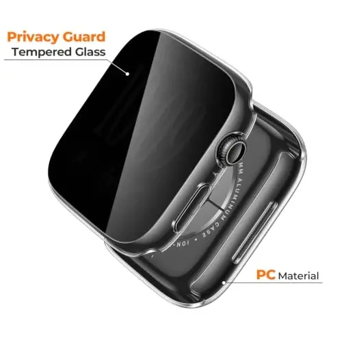 Misxi Privacy Case with Screen Protector for 42mm Apple Watch Series 12 | 2-Pack Cover with Anti-Spy Tempered Glass for 12, Scratch Resistant Sensitive Touch Protection, Transparent - 3