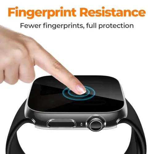 Misxi Privacy Case with Screen Protector for 46mm Apple Watch Series 12 | 2-Pack Cover with Anti-Spy Tempered Glass for 12, Scratch Resistant Sensitive Touch Protection, Transparent - 4