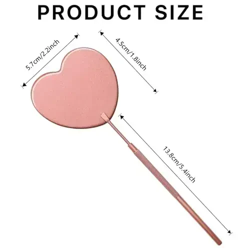 Miuffue 2.2inch Lovely Lash Mirror, Heart Shaped Detachable Stainless Steel Eyelash Mirror for Eyelash Extensions, Lash Supplies and Tool for Techs, Pink - 2