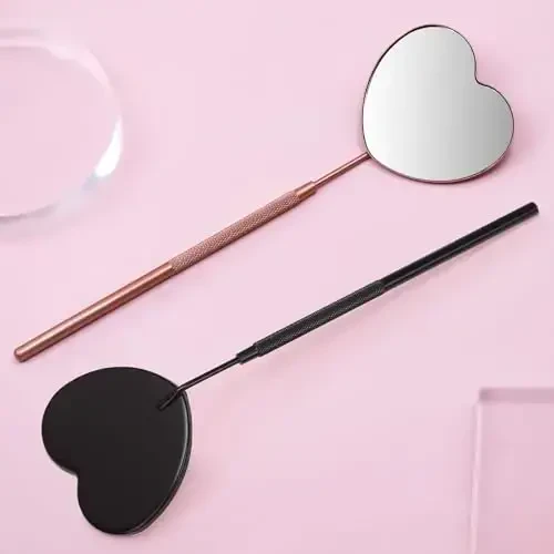 Miuffue 2.2inch Lovely Lash Mirror, Heart Shaped Detachable Stainless Steel Eyelash Mirror for Eyelash Extensions, Lash Supplies and Tool for Techs, Pink - 7