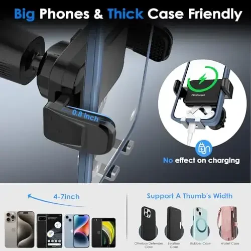 MIUOLV Phone Mount Holder for Car Vent 2023 Upgraded Aluminum Gravity Car Phone Holder Mount with Anti Overload Metal Hook Clip Hands Free Cell Phone Holder for iPhone 15 Pro Max 14 13 Large Phones - 6